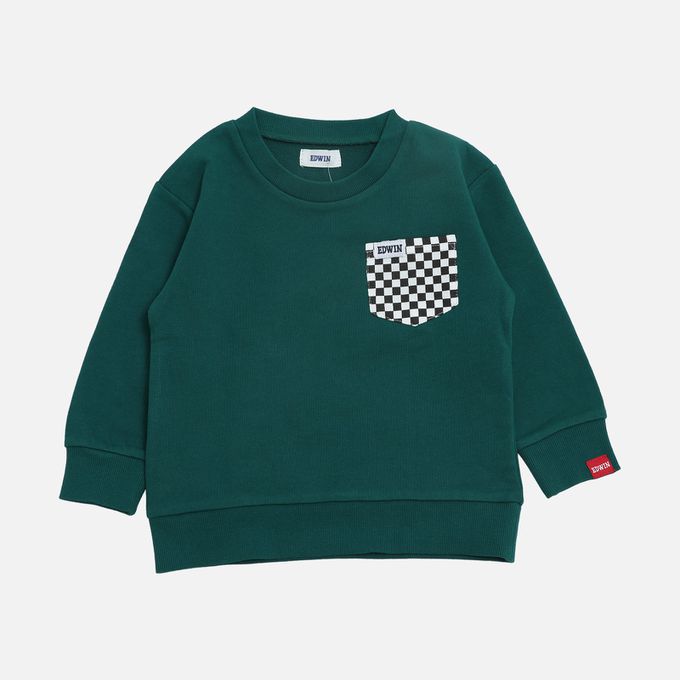 日本 Chil2 - EDWIN聯名 純棉裏毛長袖上衣-相良刺繡-粉紅