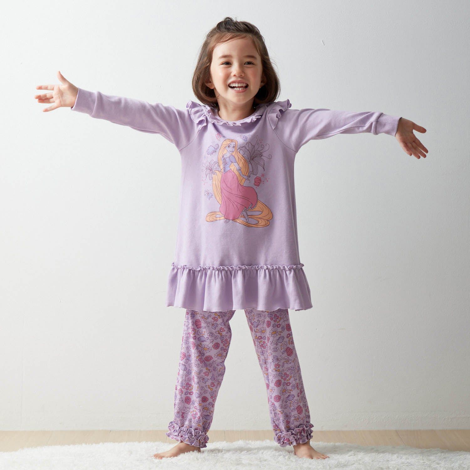 日本千趣會 - 迪士尼 荷葉摺邊角色印花家居服/睡衣-粉橘