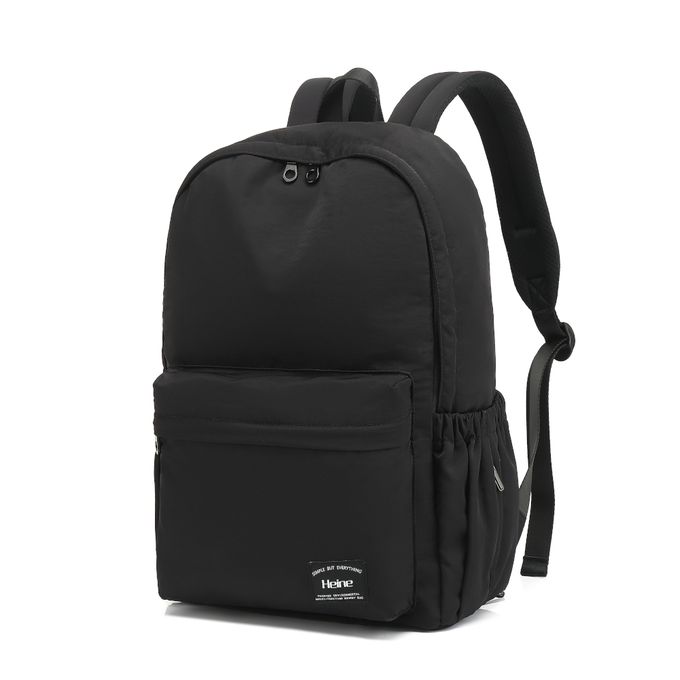 Heine 海恩 - WIN-219 後背包 極簡風女包 絲綢柔軟包包 尼龍後背包 防潑水後包包-黑色