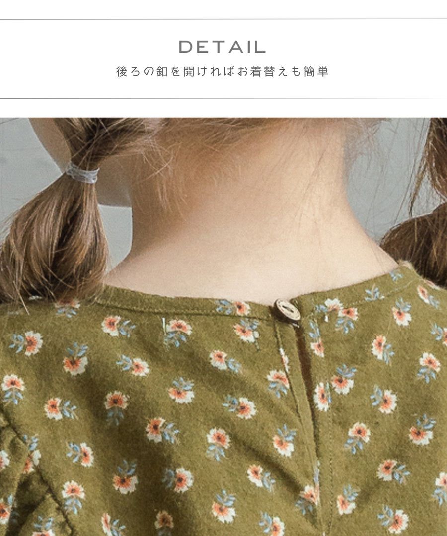 日本 PAIRMANON - 文藝氣息碎花澎澎袖洋裝-粉膚