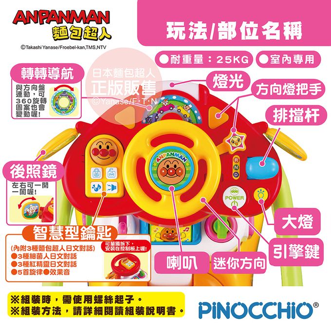 日本麵包超人 - 麵包超人 趣味推式防側翻學步車DX FUN(10個月~5歲)