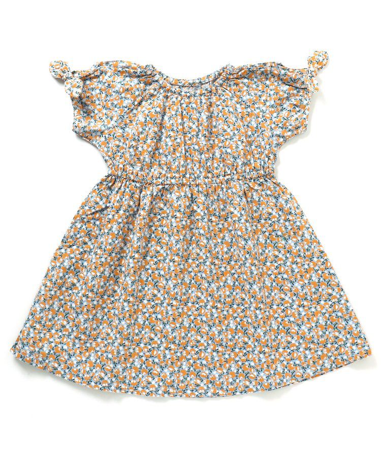 日本 apres les cours - 袖緞帶滿版印花束腰洋裝-格紋-黑白