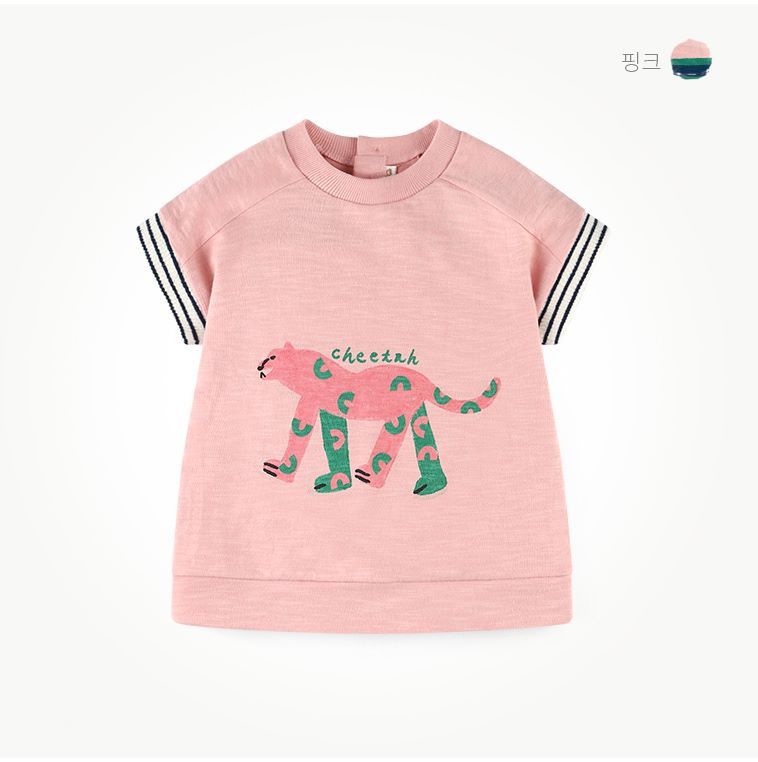 韓國 milk mile - 條紋花豹套裝-粉紅