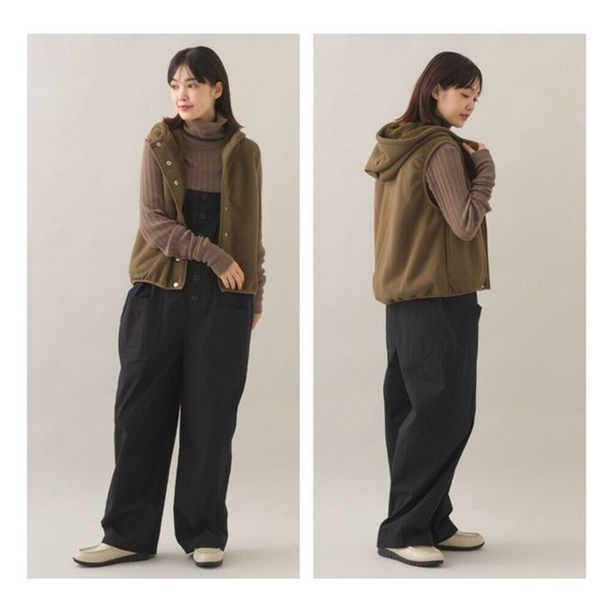 日本 OMNES - 裏起毛保暖短版運動風連帽背心-深灰