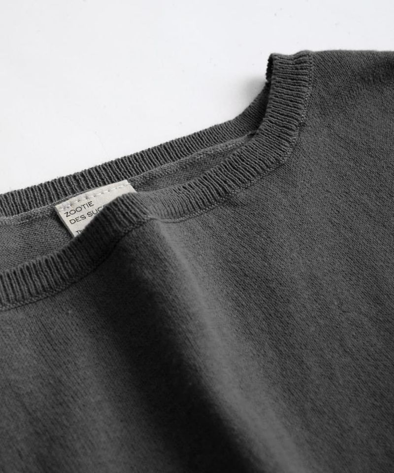 日本 zootie - 100%棉 柔軟薄針織短袖上衣-簡約白