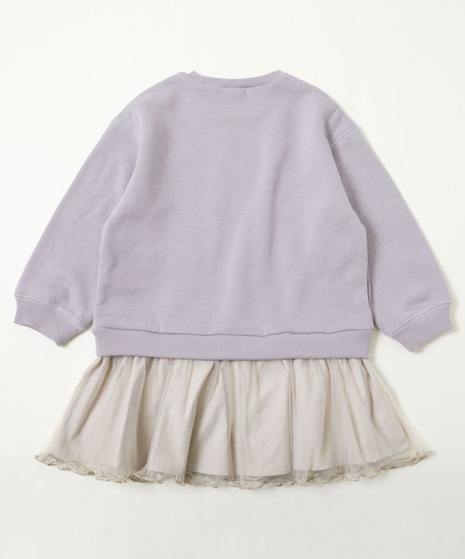 日本 devirock - 甜美裏毛雪紡拼接長袖洋裝-藍白條紋