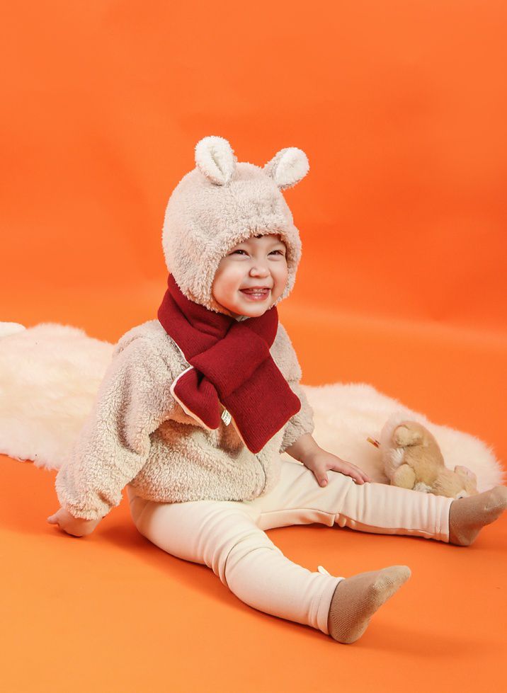 韓國 Babyblee - 鋪棉圍巾-酒紅 (FREE)