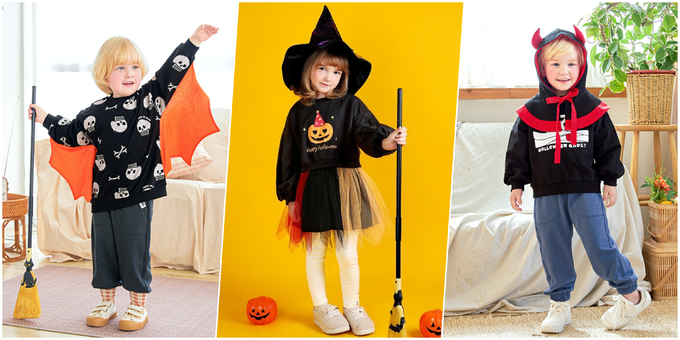 韓國 WALTON kids - (附帽子)萬聖節木乃伊印大學T-黑