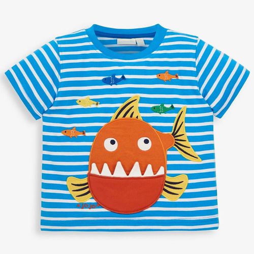 英國 JoJo Maman BeBe - 超優質嬰幼兒/兒童100％純棉短袖上衣/T-shirt/動物T-大嘴魚
