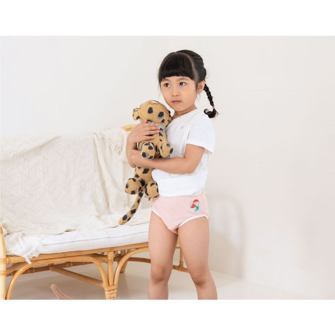 貝柔 Peilou - 天絲棉舒膚平衡童女三角褲-貼布繡-美人魚-橘