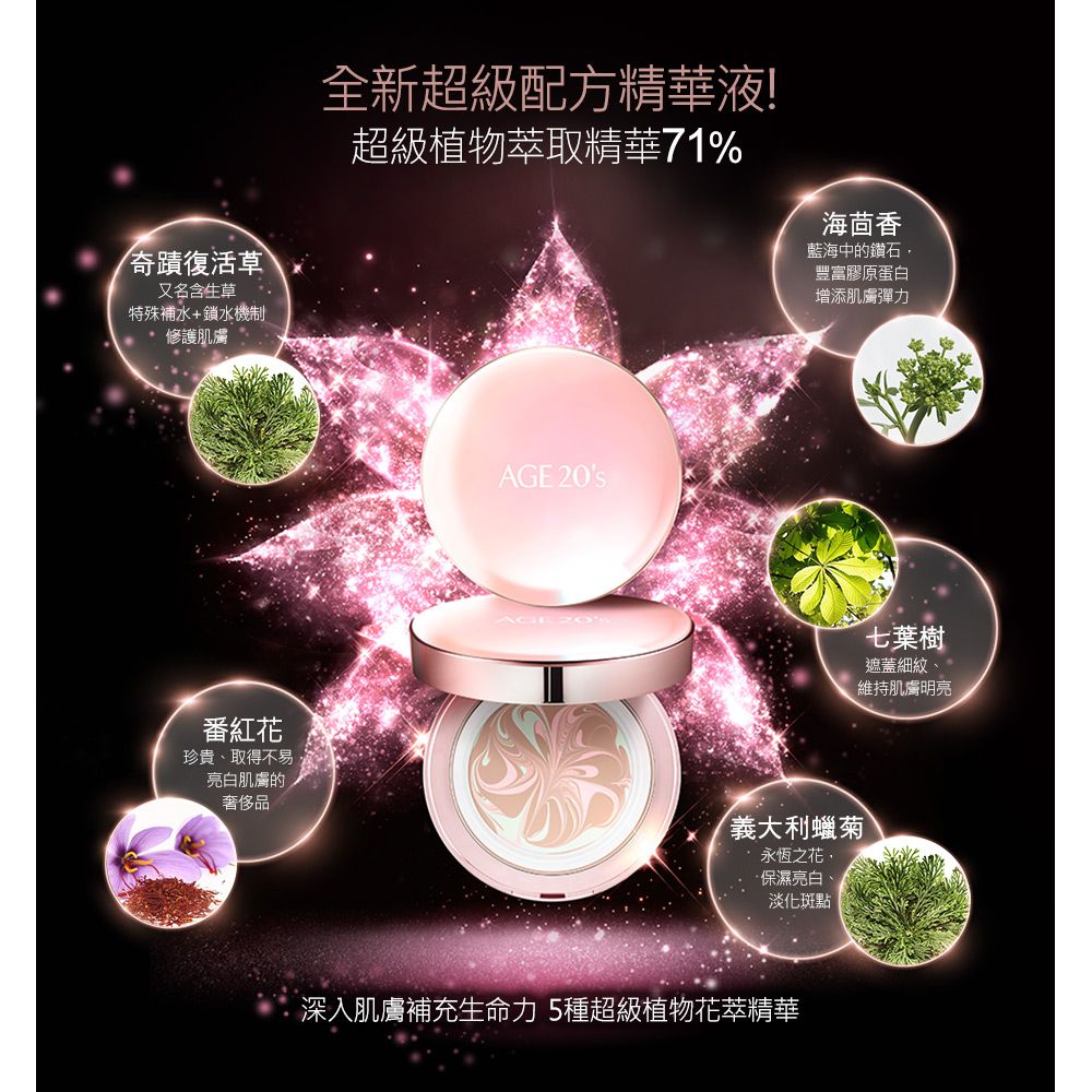 打造無瑕光澤肌！韓國 Age 20's 爆水粉餅