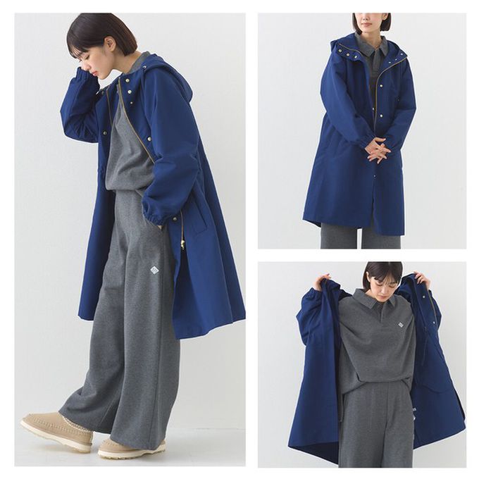 日本 OMNES - 潑水加工 派克連帽風衣長版外套-黑