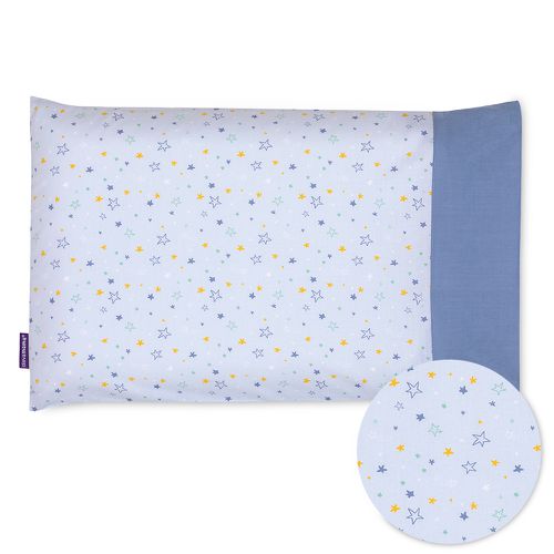 【ClevaMama】護頭型幼童枕(12M以上適用)+枕套 (3色選擇 超值優惠組)-星星藍色