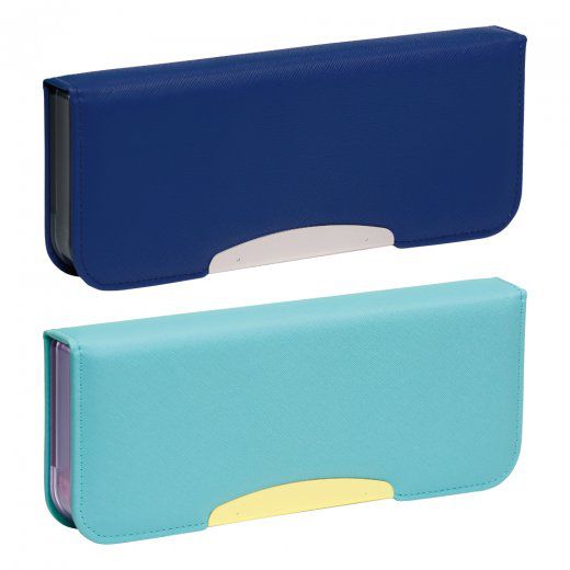 日本文具 SONIC - 日本製硬式雙面鉛筆盒(防開鎖設計+附削鉛筆器)-藍