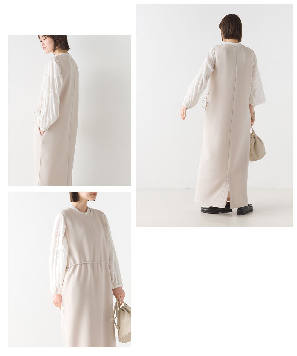 日本 OMNES - 休閒圓領抽繩背心裙-經典黑