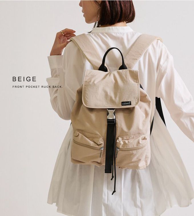 日本 LIZDAYS - 輕量簡約防潑水多口袋後背包-深灰 (30x35cm)