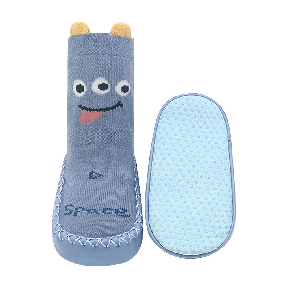 2雙入-防滑寶寶學步鞋 嬰兒軟底室內鞋 地板襪-藍色怪獸+隨機一雙