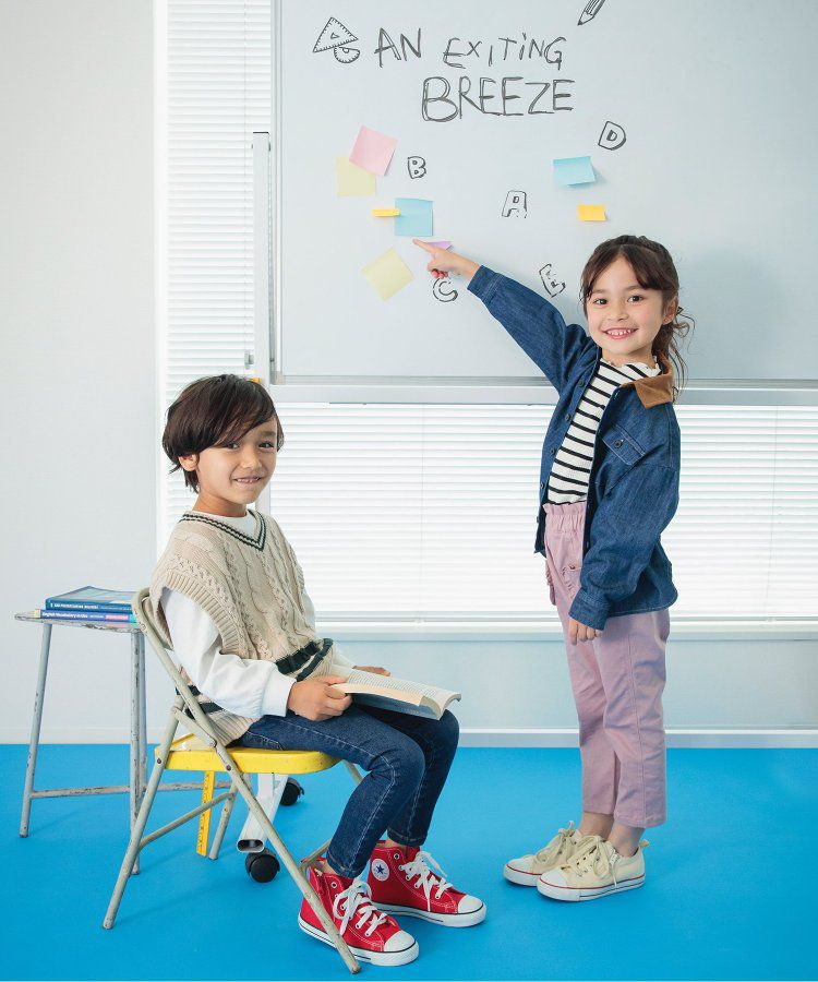 日本 BREEZE - [推薦]定番彈力鬆緊合身長褲-藍綠格紋