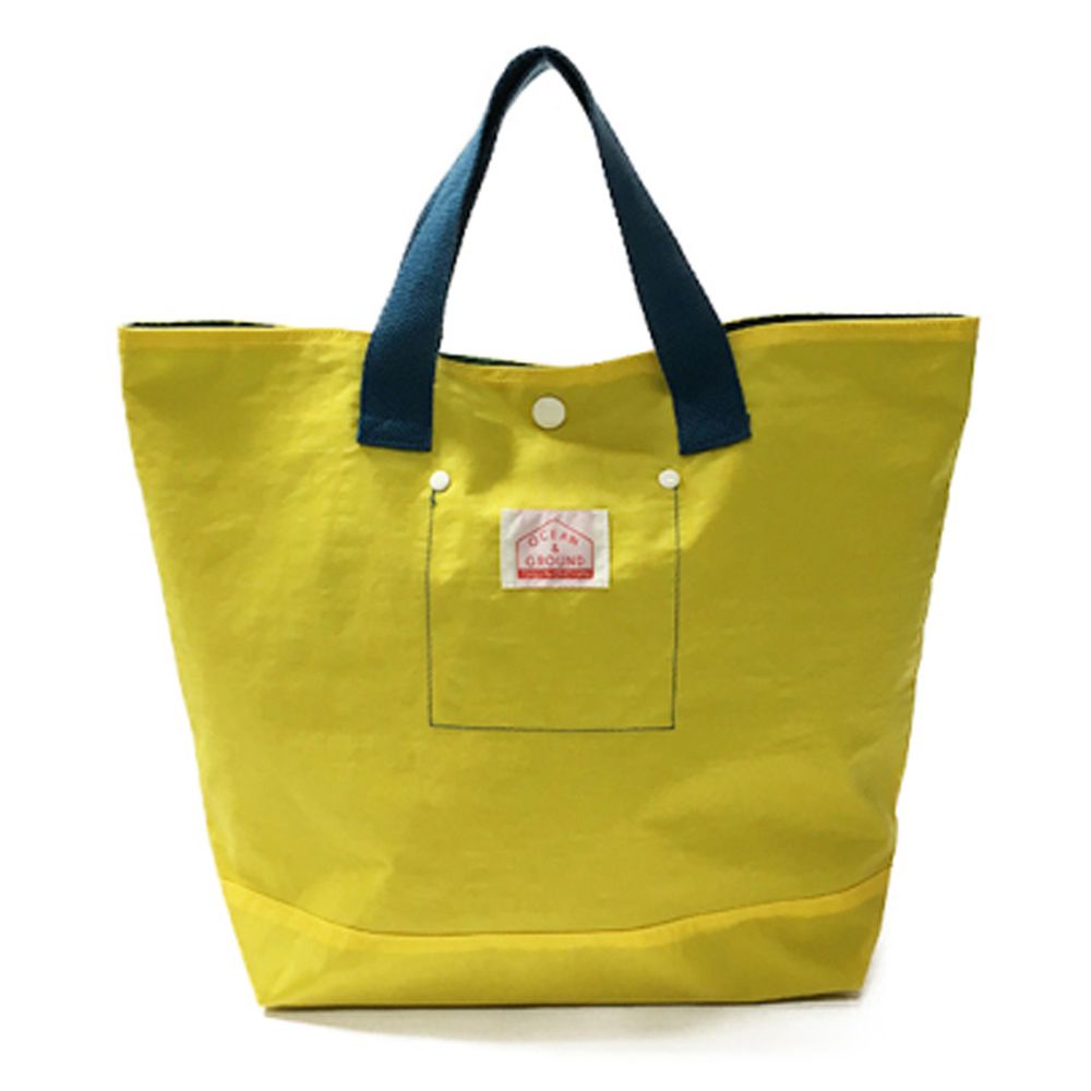 日本 OCEAN&GROUND - 經典休閒大容量手提袋/購物袋-GOODAY 純色-亮黃 YE (33x31x12cm)