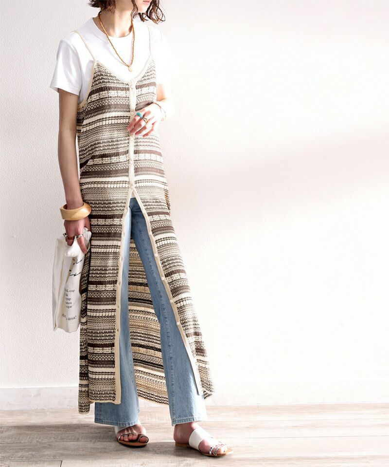 日本 Classical Elf - 2WAY日系針織長版吊帶罩衫-深灰