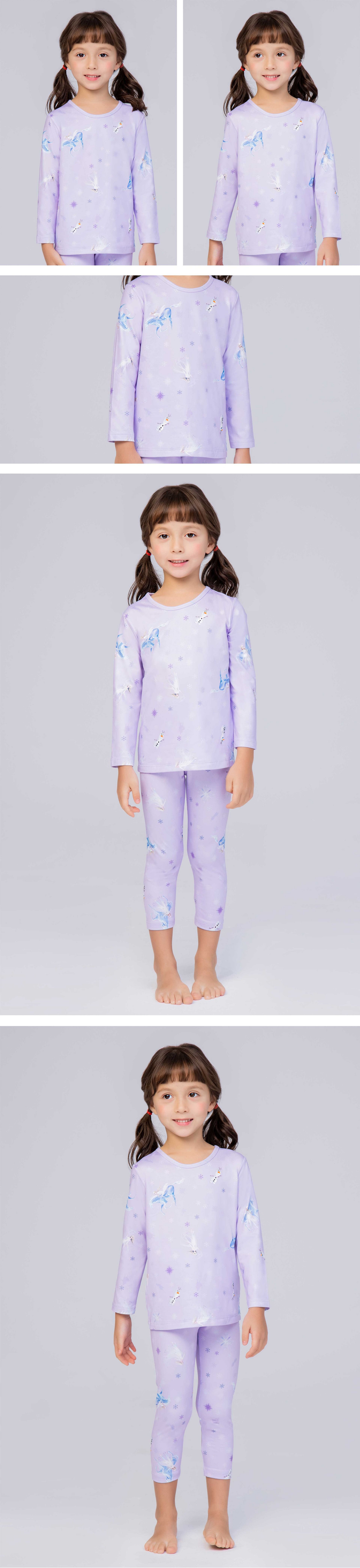 WIWI - 紛雪艾莎 溫灸刷毛圓領短版發熱衣-童-薰衣紫