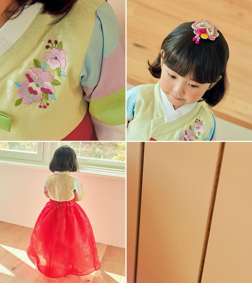 韓國 yedam - 女寶韓服-淺黃X紅-不含頭飾