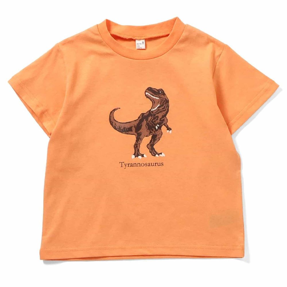 每天都想穿的純棉印花短袖T恤-暴龍-橘