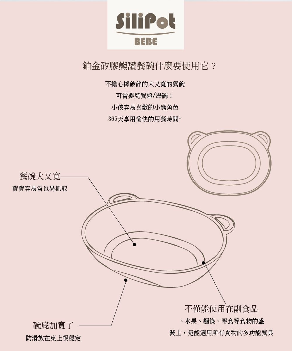 韓國 SILIPOT - 鉑金矽餐碗-熊讚-薄荷綠 (155 x120x 50 mm)-1入裝