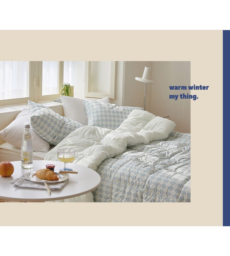 韓國 Maatila - 可水洗M2全方位抗菌防蟎棉被(冬被)-米藍菱形紋