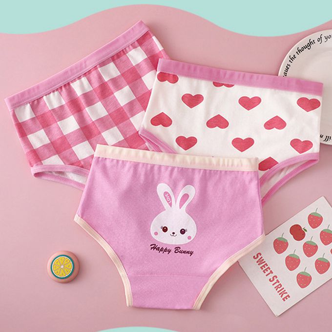 小 pipi - 有機純棉兒童三角內褲3件組_女童-愛心兔兔