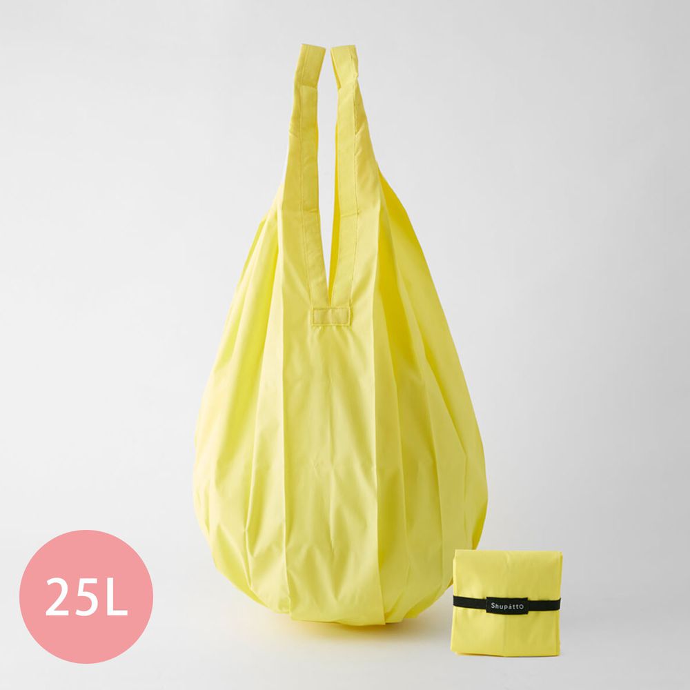 日本 MARNA - Shupatto 秒收摺疊購物袋-Drop水滴款-檸檬黃 (L(30x63cm))-耐重 10kg / 25L