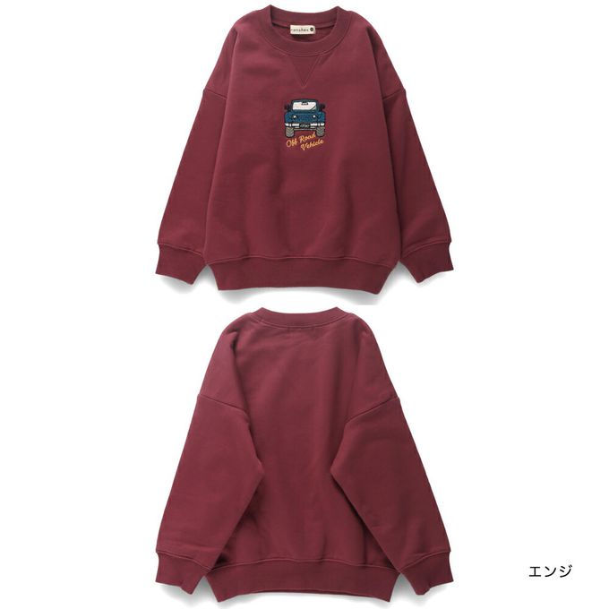 日本 BRANSHES - 吉普車刺繡裏毛長袖上衣-藍