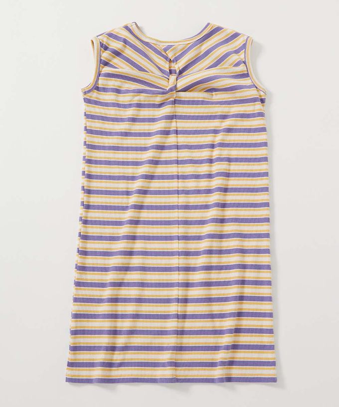 日本 devirock - 清爽夏日線條配色無袖洋裝-檸綠