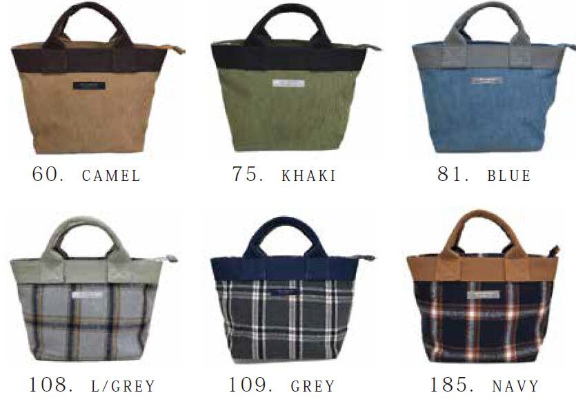 日本 Chepeli - 簡約隨身帆布手提包-格紋毛呢-深灰 (23x28x15cm)