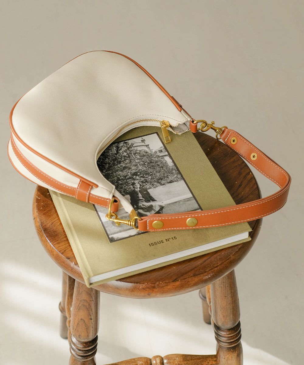 日本 Bab - 時尚皮革滾邊腋下包-黑