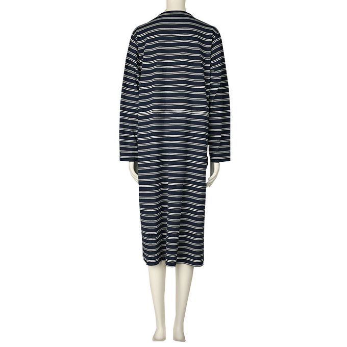 akachan honpo - 長袖洋裝-橫紋-深藍色 (M~L)