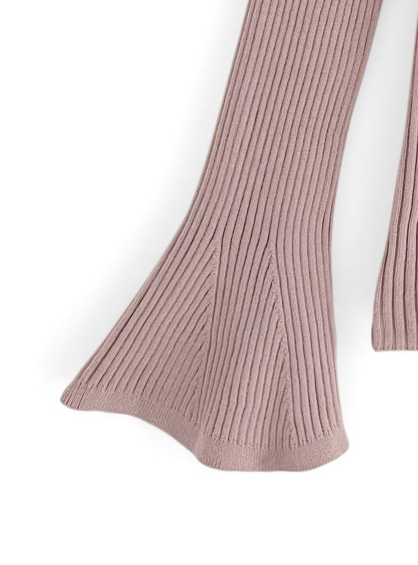 日本 GRL - 微喇叭袖彈性薄針織上衣-奶茶