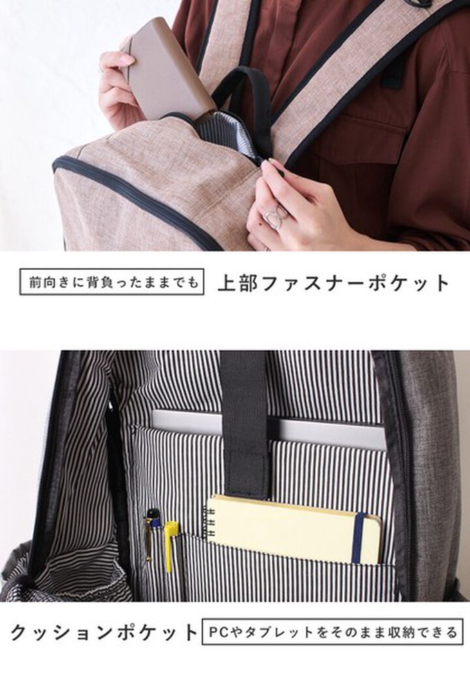 日本 LIZDAYS - CHOOP 大容量11口袋防潑水後背包/電腦包-海軍藍 (42x34x14cm)