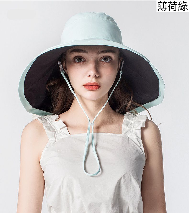抗UV大帽沿防曬遮陽帽-氣質灰
