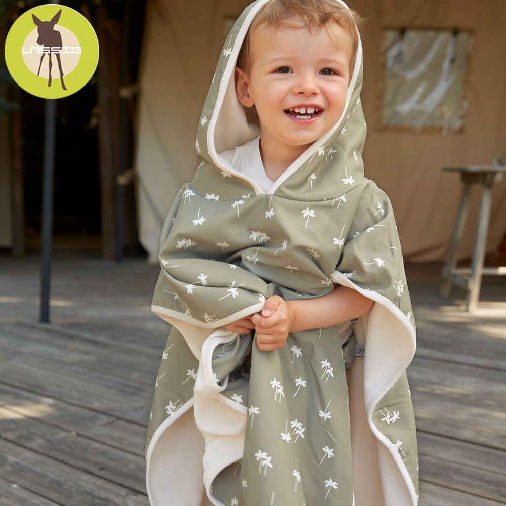 德國 Lassig - 嬰幼兒抗UV斗篷沙灘巾-波卡圓點 (120-60cm)