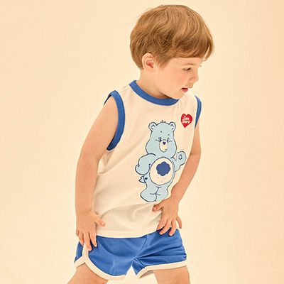 韓國 Care Bears - 聯名款大熊熊背心短褲套裝-憂鬱藍熊-寶藍
