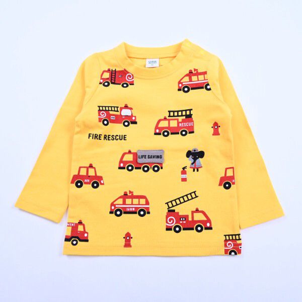 日本 Baby Room - 立體翻翻樂長袖上衣-消防車出動-黃