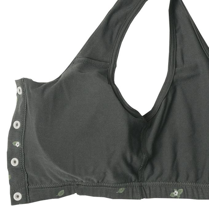 akachan honpo - 半截式內衣-前開式小花-深灰色