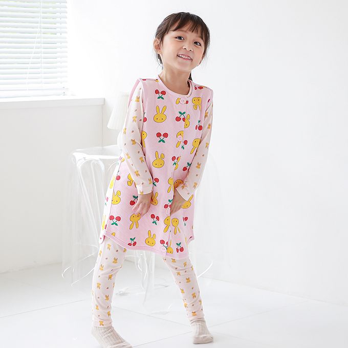 正韓 Cogibu - 極舒適無螢光劑 100% 有機棉幼兒/兒童鋪棉保暖防踢背心-櫻桃兔