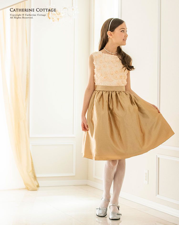 日本 Catherine Cottage - 立體花朵拼接洋裝/小禮服-黑x白