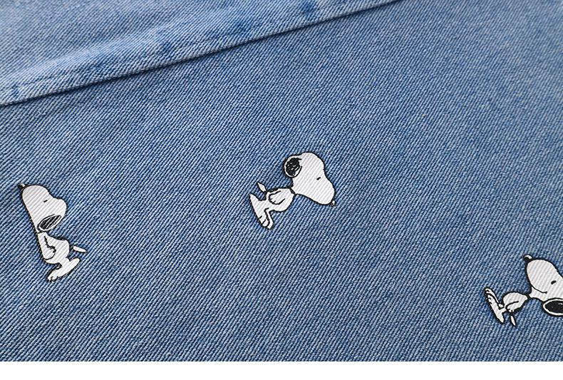 卡通SNOOPY吊帶牛仔連身短裙-小小SNOOPY-藍色