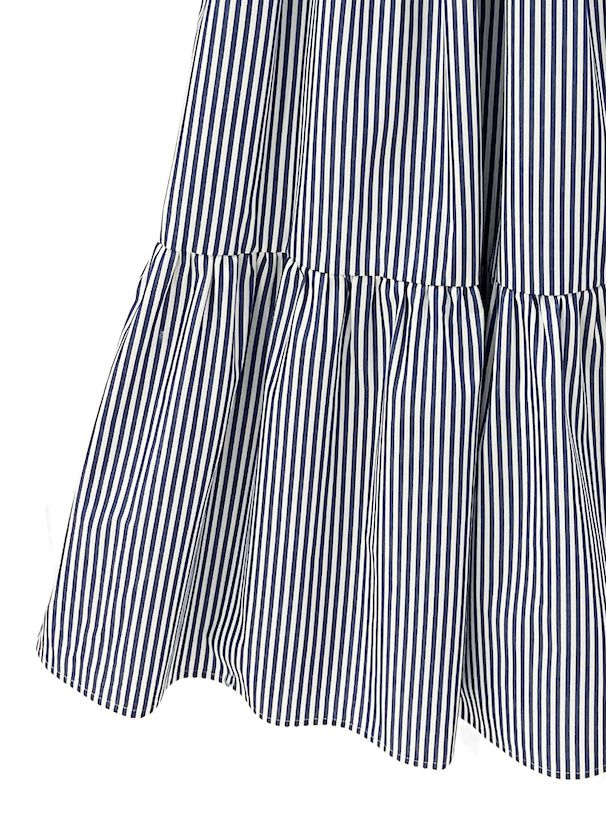 日本 GRL - 百搭簡約直條紋蛋糕裙-深藍