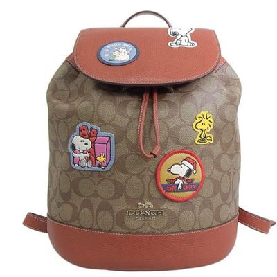 COACH - 聯名滿版LOGO翻蓋後背包 (史努比)