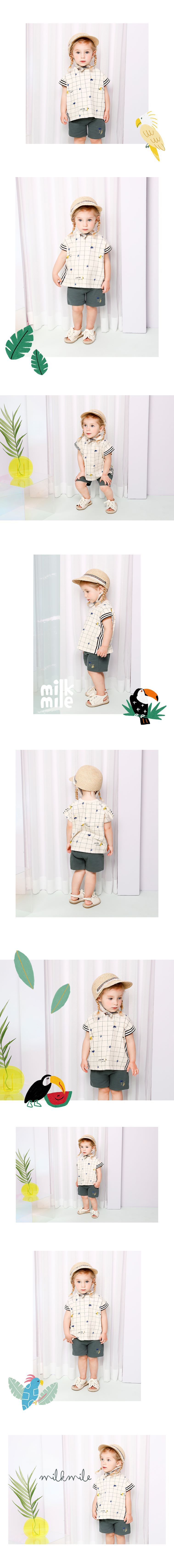 韓國 milk mile - 格子椰林套裝