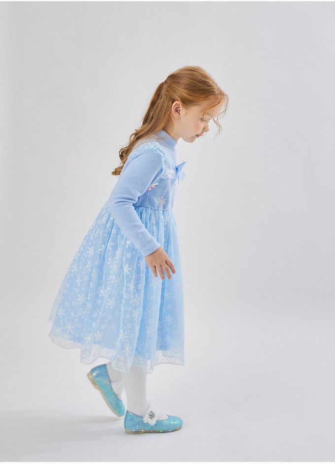 韓國 OZKIZ - 雪花亮片寶石裝飾連身洋裝-粉紫